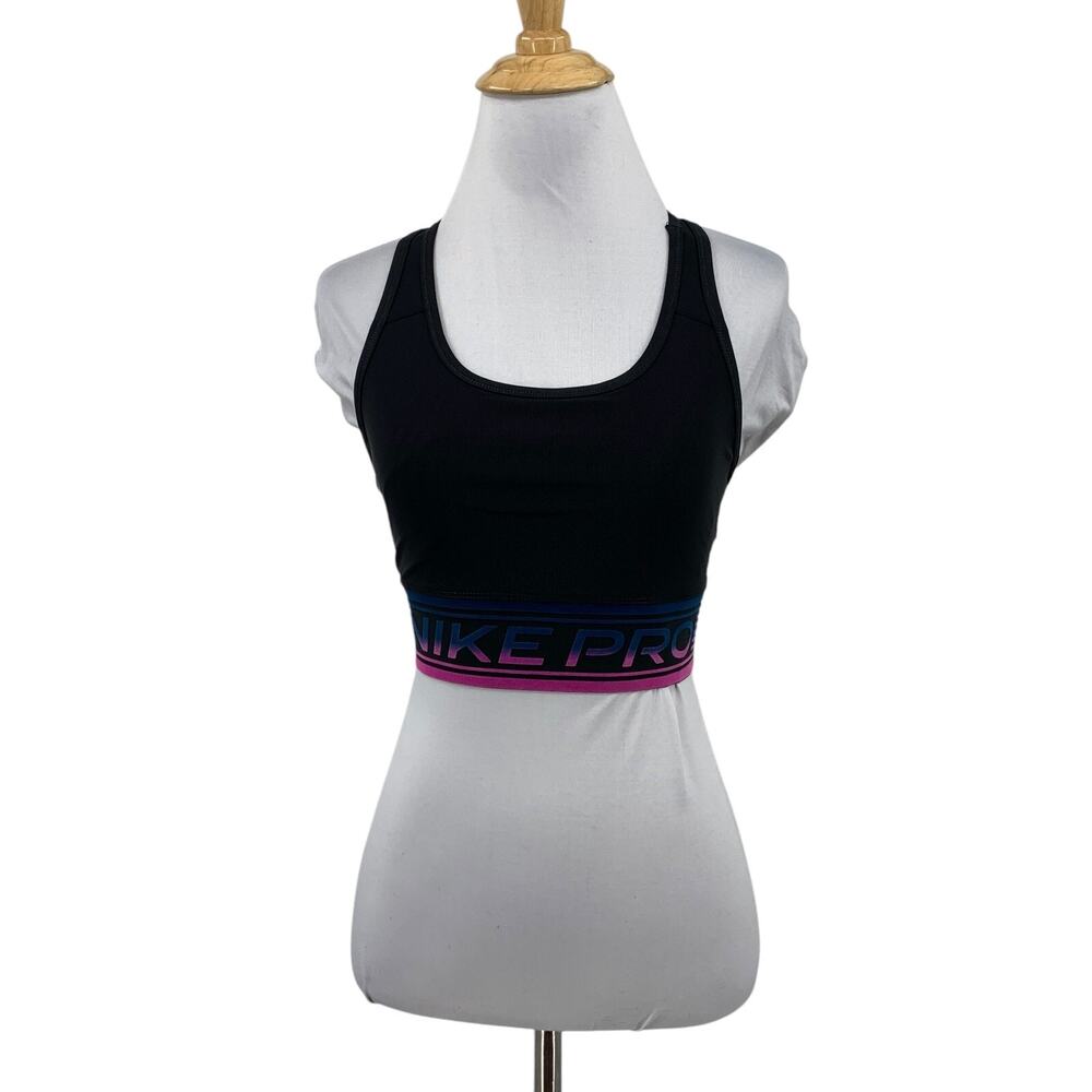 Nike Pro Sports Bra Womens S Small Multi Dri Fit Mesh Panel Racerback Logo Band